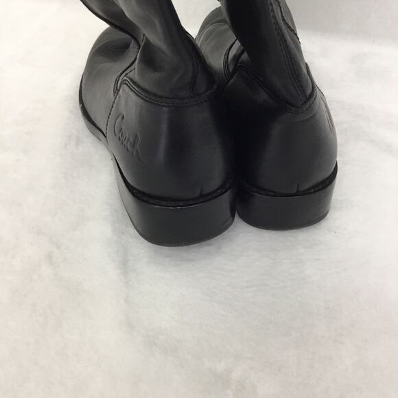 COACH Boots Women's Black Leather Joele Buckle Riding Shoes Tall Sz 7.5 - Picture 6 of 9